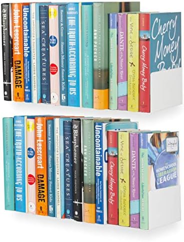 Wallniture U Shape Floating Metal Bookshelf White Set of 2
