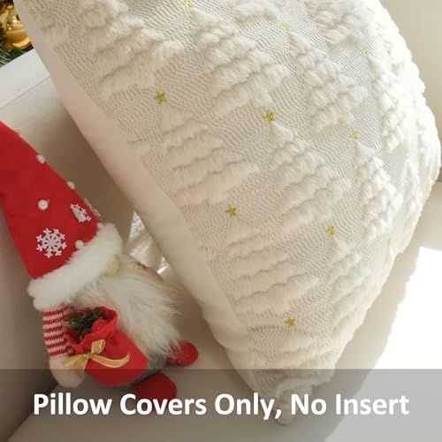 JOJUSIS Decorative Pillow Covers Pack of 4 Throw Pillowcases Faux Fur Couch Cushion (Christmas Tree, 20" x 20" (Pack of 4))