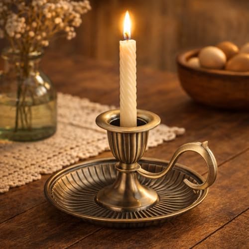 BESPORTBLE Vintage Taper Candle Holders with Handle: 1Pcs Retro Candlestick Holders Vintage for Easter Table - Antique Decor for Kitchen and Entryway Decor - Home Décor Accents Candle Sticks