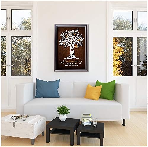 Family Tree Framed Arts Gift Family Members Names Gift for Anniversary,Valentine's day,Wedding.With Different Frame Styles Framed Size:33 5/8 x 23 5/8 inches
