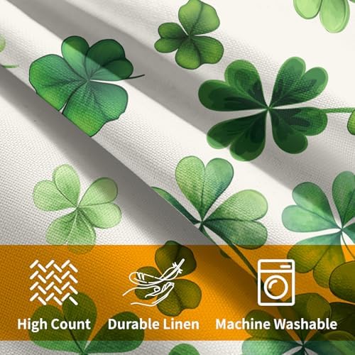 Lucky Clover Shamrocks Throw Pillow Covers St. Patrick's Day Pillowcase 20x20inch Set of 2 Green Spring Holiday Decorative Cotton-Linen Square Cushion Cases for Home Couch Bed