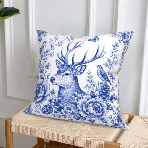 Floral and Wild Animal Throw Pillow Covers Set of 4 Decorative Soft Double Sided Print Pillow Case Farmhouse Home Decor for Living Room Sofa Couch 18x18