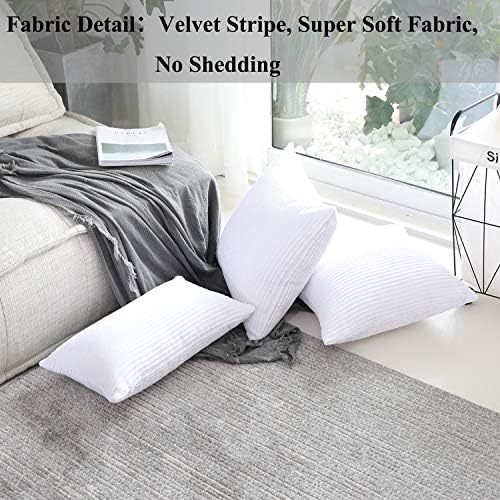 Home Brilliant Oblong Throw Pillow Covers 12x20 Striped Corduroy Rectangle Pillow Covers for Summer Decor Couch Lumbar Cushion Covers, 12 x 20 inch, Pure White