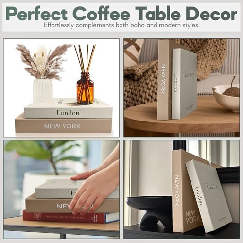 Faux Book Storage Box Set – Decorative Faux Books with Hidden Storage for Coffee Table Decor, Bookshelf or Mantle – Linen Decorative Boxes (Set of 2) – Aesthetic Book Decor for Home