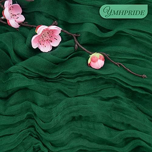 YMHPRIDE 12 Pack Cheesecloth Table Runner 35x120in Dark Green Table Runner