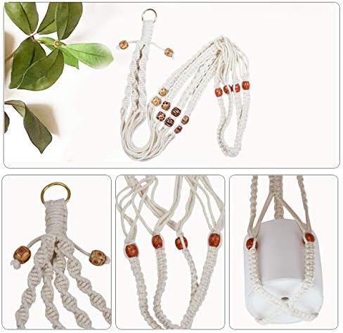 JES&MEDIS 5-Pack Macrame Plant Hangers with 5 Hooks, Different Tiers, Handmade Cotton Rope Hanging Planters Set Flower Pots Holder Stand, for Indoor Outdoor Boho Home Decor