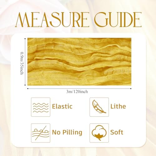 Wokceer Cheesecloth Table Runner Gold 10FT Boho Gauze Runner, 2 Pack