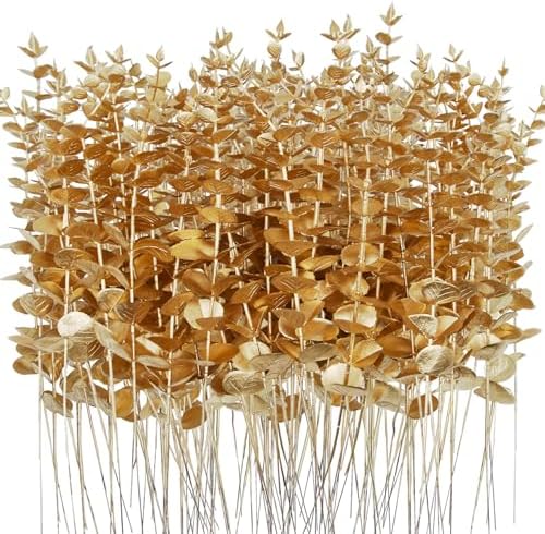 120 Pcs Gold Eucalyptus Stems