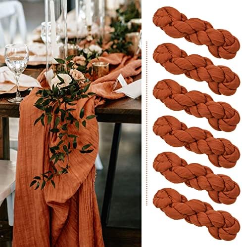 6 Pack Terracotta Cheesecloth Table Runner, Extra Wide 35x120 Inch