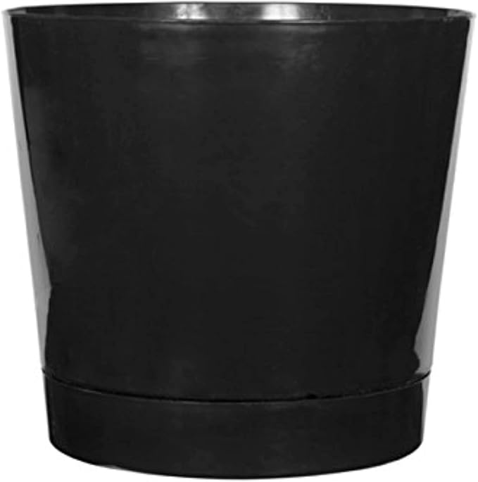 Root & Vessel Majestic Full Depth Round Cylinder Pot, Glossy Black, 10-Inch (10108)