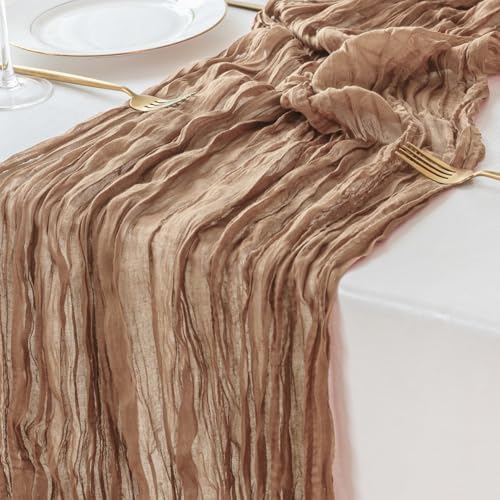 Sioloc Nude Cheesecloth Table Runner Fall Autumn Decor for Home 10ft Table Cloth for Tea Wedding Birthday Party Baby Bridal Shower Halloween Thanksgiving