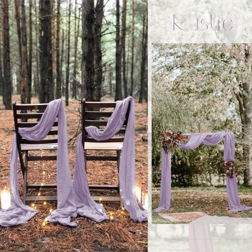 20 Pack Lavender Table Runner 10Ft Cheesecloth Table Runner Boho Gauze Table Runners Romantic Long Sheer Fabric Cheese Cloth Table Runners for Wedding Party Bridal Shower