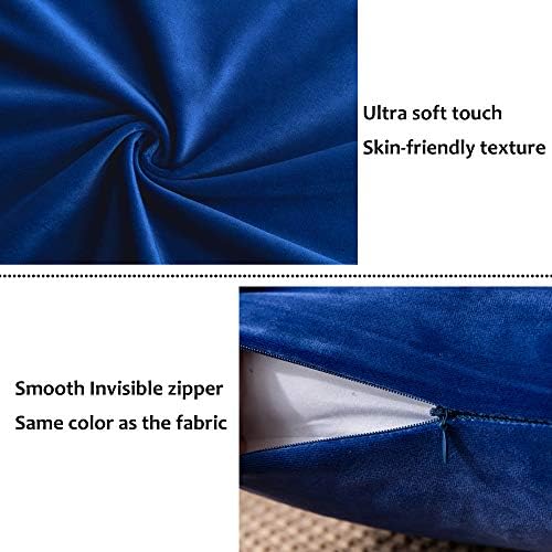 Stellhome Rectangle Velvet Pillow Covers Decorative Cushion Covers for Bed Couch Sofa Bench, 12 x 20 inch (30 x 50 cm), Royal Blue, Pack of 2