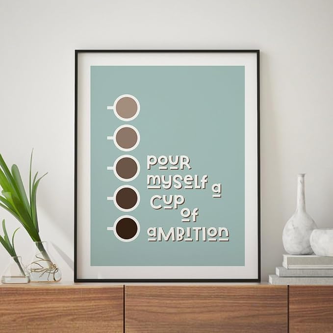Song Lyrics Wall Art, Minimalist Coffee Cup Country Music Poster | 16x20" Unframed Print