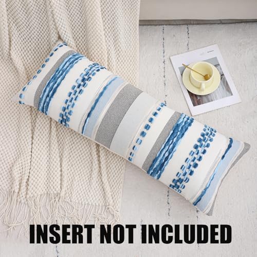 Boho Lumbar Throw Pillow Cover 14x36 Sky Blue
