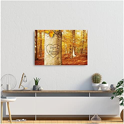 A&T ARTWORK Love Growing Personalized Canvas Prints Gift Couple's Names and the Date Gift for Anniversary,Valentine's day,Wedding.24X36 inches