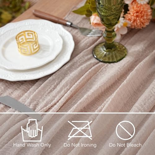 2Pcs Cheesecloth Table Runner DeepBeige 10FT Boho Gauze Cheese Cloth Table Runners 120 Inches Long Rustic Sheer for Centerpiece Home Party Christmas Wedding Baby Shower Spring Easter Decor