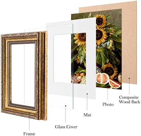 eletecpro 4x6 Vintage Picture Frame, Glass Cover, Bronze Gold, 2-Pack