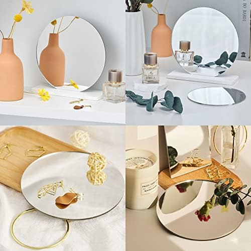 9.44" Round Acrylic Mirror Tile, 2Pcs Flexible Plastic Wall Mirror | 0.06" Thick Acrylic Mirror Sheet with Tapes, Circle Mirror for Wall, Home Decor, Round Mirror Tray Plate for Centerpieces