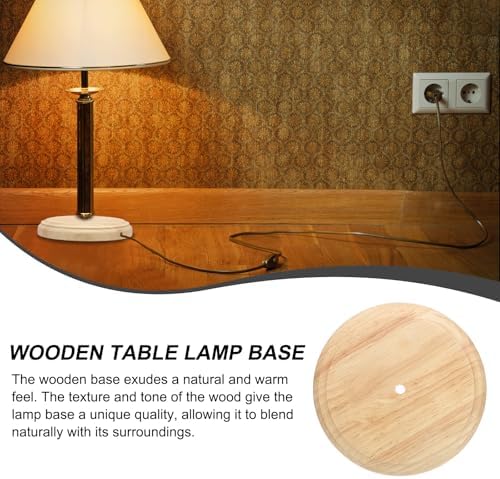 PATIKIL 7.5" x 1.3" Wooden Lamp Base, 2pcs Round Solid Wooden Base Wood Desk Lamp Display Stand Replacement for Bedroom Bedside Table Lamps DIY