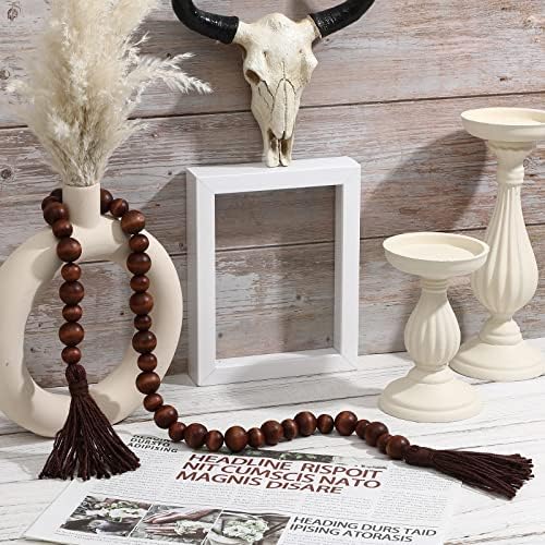 IMIKEYA Wooden Beads Garland: 2PCS Farmhouse Wood Bead Garland for Tiered Tray Farmhouse s Retro Hanging Wood with Tassels Prayer Rustic for Coffee Table Decor
