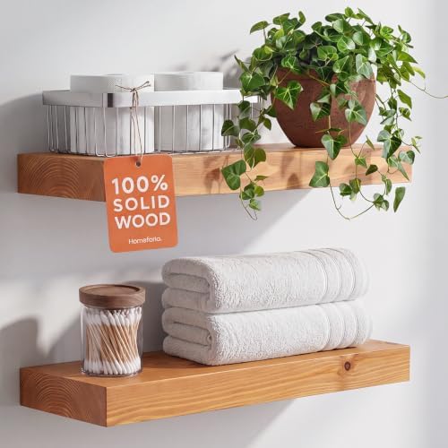 Homeforia 18 Inch Floating Shelves, High-End Solid Pine Wood, Set of 2