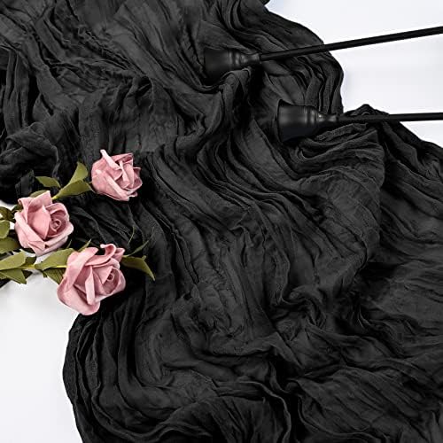 10 Pack Cheesecloth Table Runner 35 x 120 Inch, Black