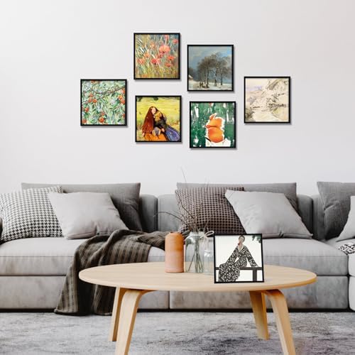 Giftgarden 12x12 Picture Frame Black Set of 16, Matted to 8x8 Photo with Mat, Lightweight Square Gallery Frames for Wall Hanging Display