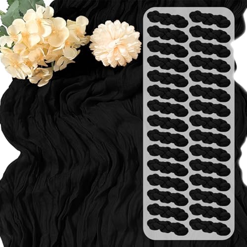 30 Pack Black Cheesecloth Table Runner 17 x 108 inch Cheese Cloth Table Runners 9ft Black Table Runner Rustic Romantic Sheer Gauze Runner for Wedding Party Baby Shower Table Decoration