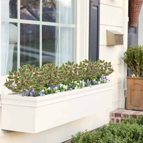 Hollyone 5 Bundles Artificial Greenery Plants Stems Faux Wandering Jew Leaves Plant Bouquet Fillers for Arrangement, Fake Shrub Bushes Plants for Home Centerpiece Indoor Outdoor Garden Patio Porch