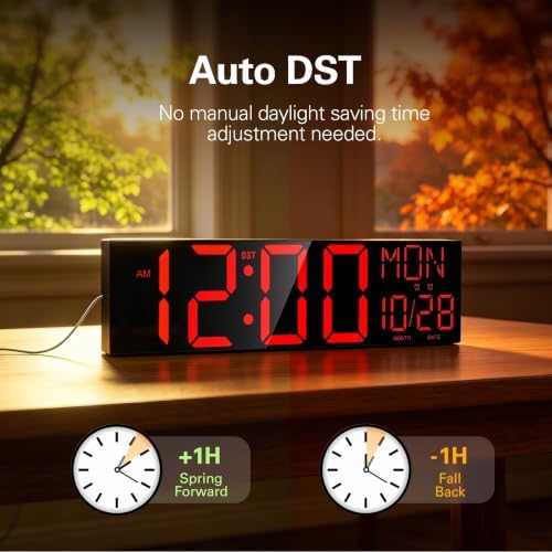 JALL 30" Oversize Digital Wall Clock, Extra Large LED Wall Clock with Remote, Giant Digital Clock with Jumbo Numbers for Living Room, Church (Black Shell Red Font)