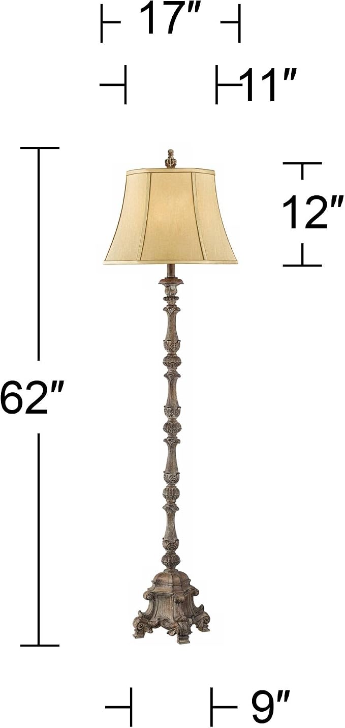 Regency Hill 62" Tall Traditional French Candlestick Faux Wood Floor Lamp