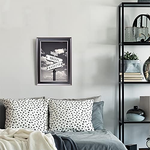 Street Sign Black and White Framed Arts Gift Your Names,the Date and romantic verses or write your own message Gift for Anniversary.With Different Frame Styles Framed Size:21 5/8X15 1/2 inches