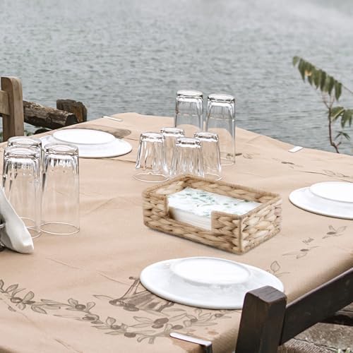 Napkin Holder for Bathroom, Woven Wicker Water Hyacinth Guest Towel Holder Tray, Disposable Paper Hand Towel Holder for Bathroom Accessories, Dinner Napkin Holder for Kitchen Table Party