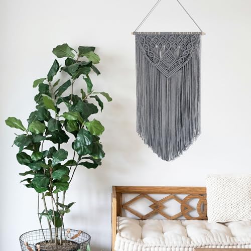 Winterdemoon Boho Grey Macrame Wall Hanging