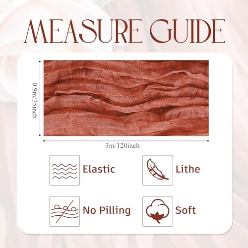 Wokceer Cheesecloth Fall Table Runner Terracotta 10FT Boho Gauze, 3 Pack