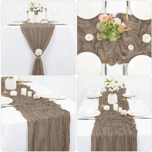 10 Pack Cheesecloth Table Runner 35 x 120 Inch, Nude