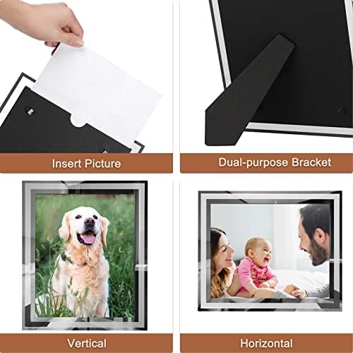8x10 Picture Frames Set of 4, Silver Mirror Photo Frame for Tabletop, Sliver Gifts Glass Picture Frame, Horizontally or Vertically