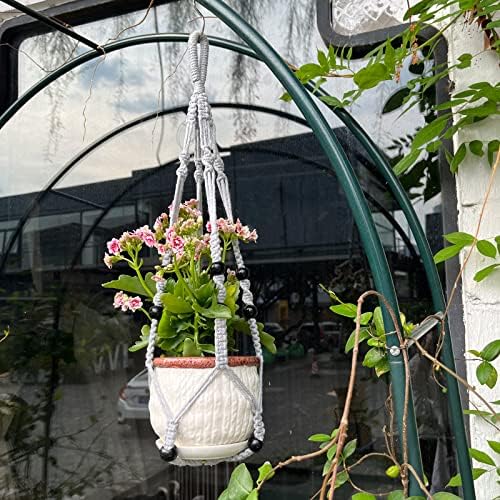 RIFNY Macrame Plant Hanger Indoor, Hanging Plant Holder, White, 2 PCS