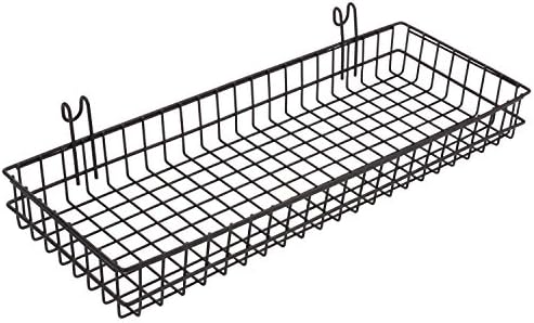 Kaforise Hanging Basket for Wire Wall Grid Panel, Multi-Function Wall Storage and Display Basket, Large Size, Black Painted
