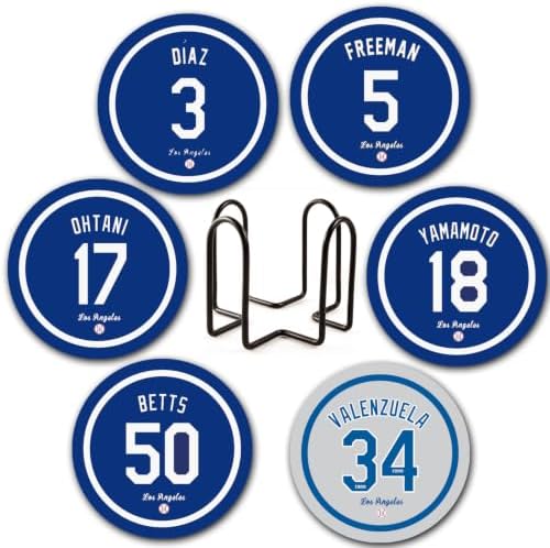 Dodger Coasters for Drinks, Los Angeles LA Baseball Ceramic Coasters Set of 6, Dodger Gift for Man, for Dodger Coffee Mug Cup