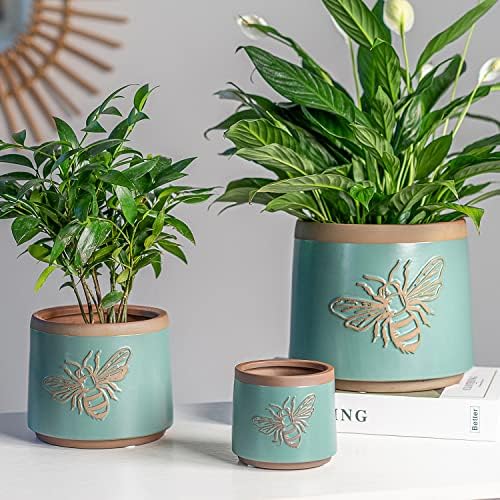 Terracotta Pots, 8+6+4 Inch Plant Pots, 3 Pcs with Drainage Holes