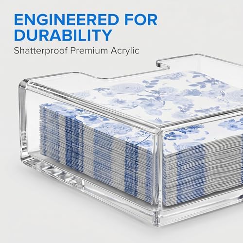 Acrylic Napkin Holder for Table, Clear Square Paper Dispenser
