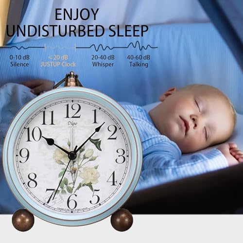 Maxspace 5.2in Desk Clock, Retro Silent Analog Clock Non-Ticking & Battery Operated with Quartz Movement,Clock Decor for Bedroom Living Room