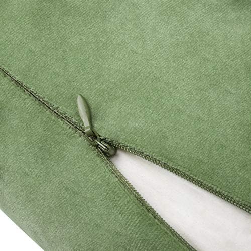 JWH 3D Flower Throw Pillow Cover Green Velvet 12x20 Inches