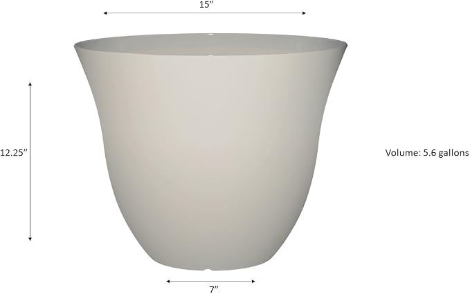 15" Honeysuckle Planter in Vanilla | Hand-Painted Finish Plant Pots, Lightweight Indoor Outdoor Planter, UV-Resistant, Great for Patio, Home & Garden Decor Accent