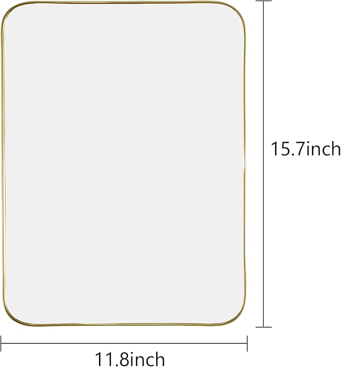 Funerom 11.8x15.8 inch Plastic Framed Rectangle Acrylic Mirrors,Gold | Modern Decorative for Restroom, Farmhouse