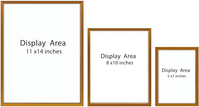 Golden State Art 7 Pack Aluminum Floating Frames Included 5x7 8x10 11x14 | Bronze, One 11x14 Two 8x10 Four 5x7 Frames, Wall Mount Display, Fit for Pictures, Pressed Flowers Any Size up to Frame Size