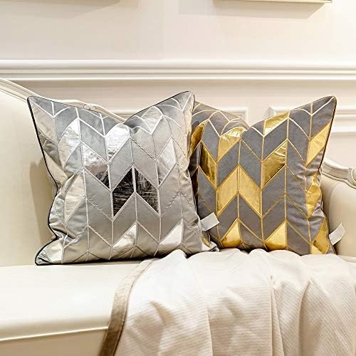 Avigers Throw Pillow Cover 20 x 20 Inch, Grey Gold, Velvet, Hidden Zipper