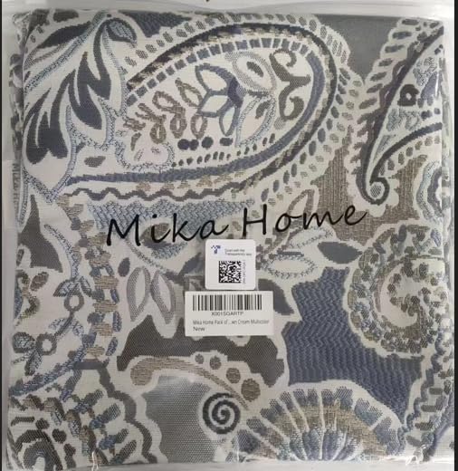 Mika Home Pack of 2 Decorative Accent Throw Pillow Cover Sham Cushion Case,Paisley Pattern,20x20 Inches,Blue Brown Cream Multicolor